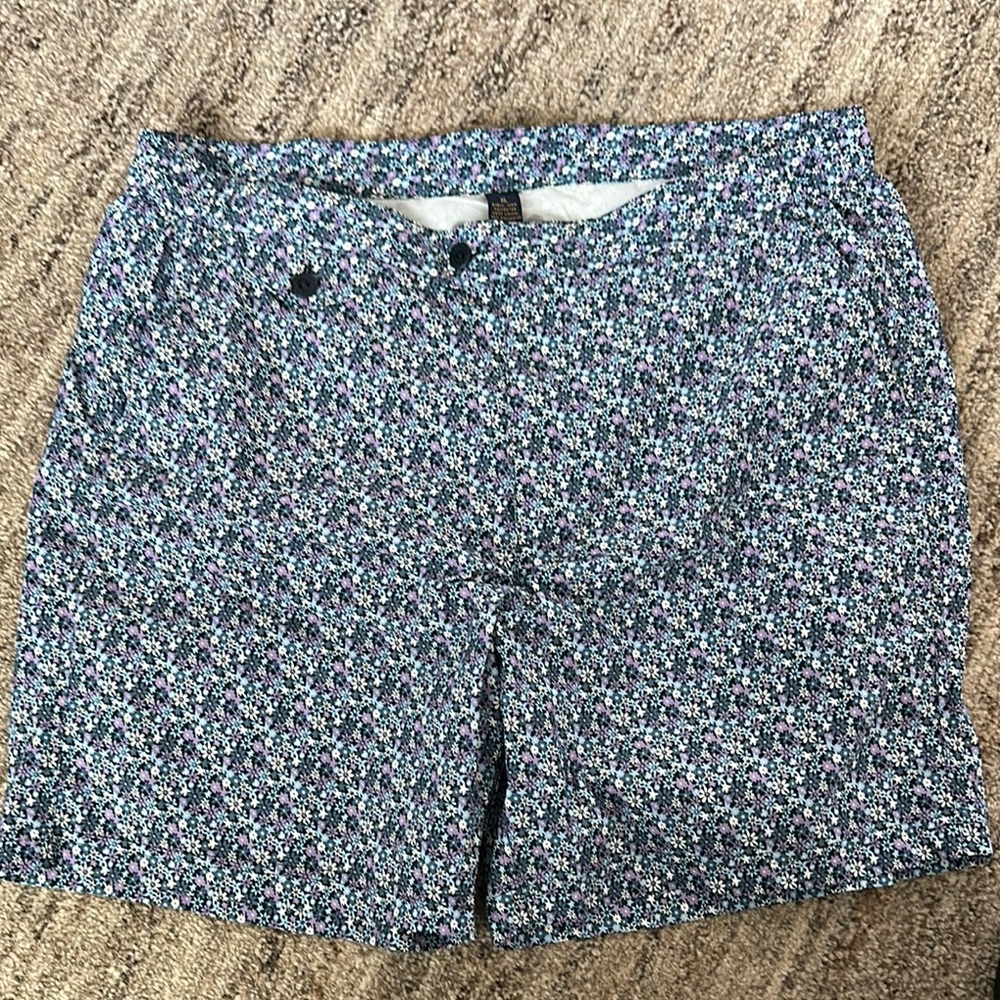 Brooks Brothers Cream and Blue Swim Trunks with Classic Cut